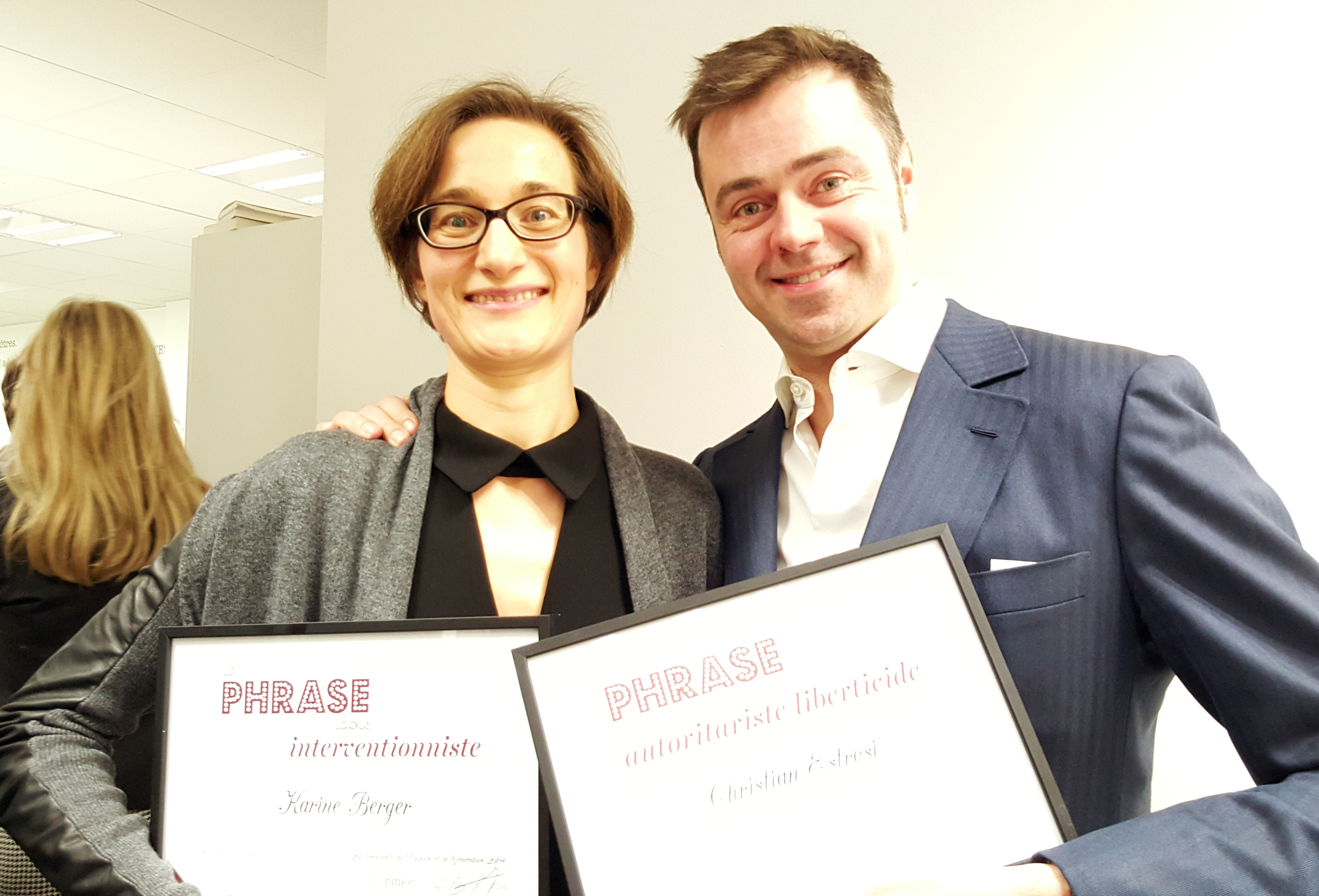 Cécile Philippe en compagnie de l'humoriste Walter.
